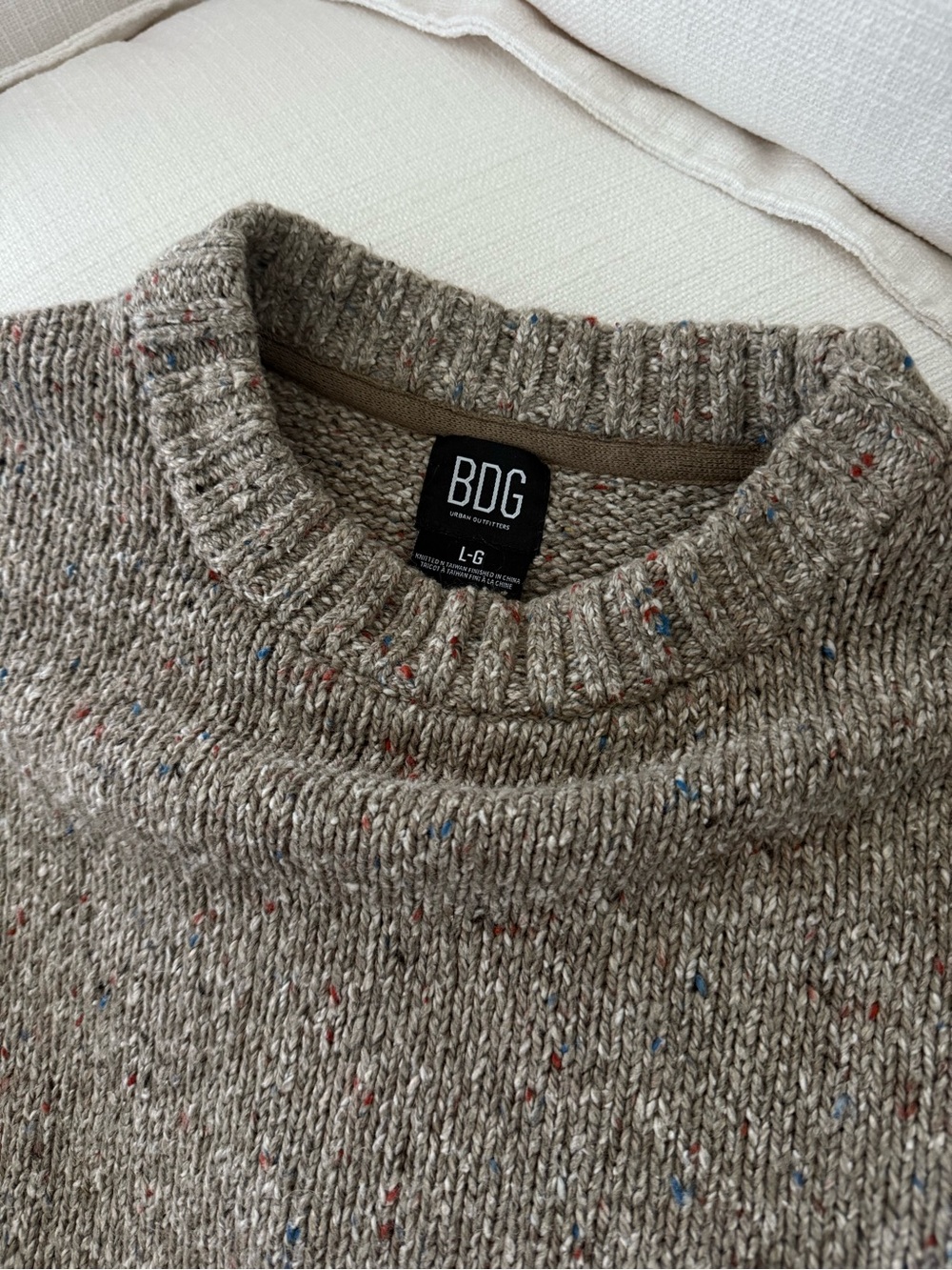 BDG Heathered Taupe Crewneck Sweater - Picture 3 of 3